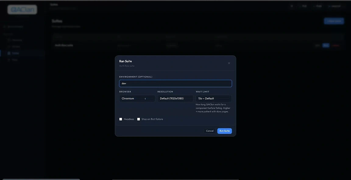Run dialog in the QAClan agent